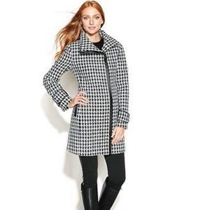 Calvin Klein Wool Blend Houndstooth Coat